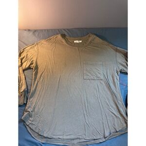 Workshop Republic Clothing Olive Green Long Sleeve Pocket Top Plus Size 1X